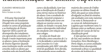 Artigo do Reitor Claudio Meneguzzi sobre o ENADE é publicado no Jornal Pioneiro